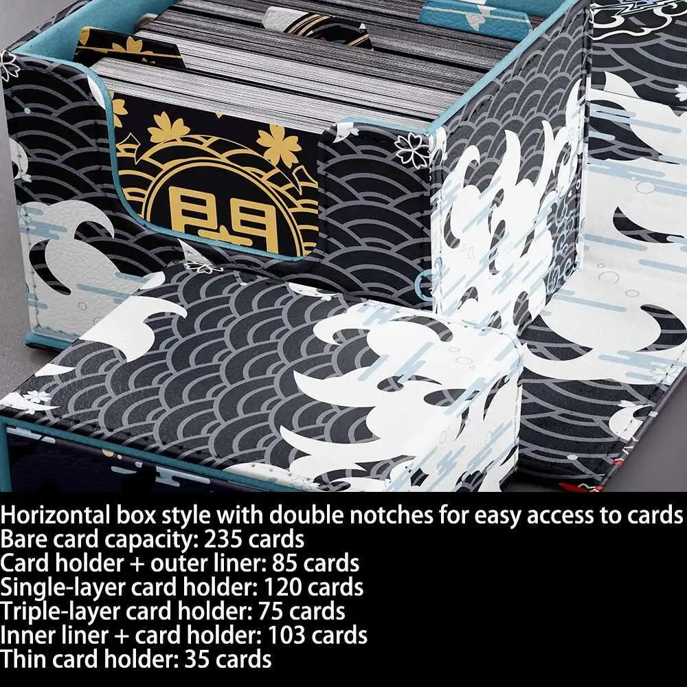 Card Box 100 + Side Insert Magnetic Drawer Box PU High Quality Leather,Comes 3pieces Of Leather Divider Cards,2random Color Dice