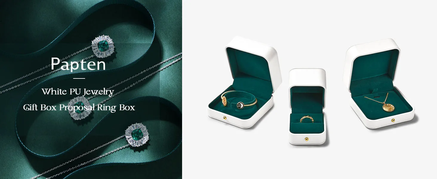 Oirlv Luxuriöse Romantische Leder-Schmuckgeschenkbox Ringbox Halskettenbox Ringverpackung Aufbewahrungsbox Ring-Organizer für Hochzeitsdekoration – Detail 3