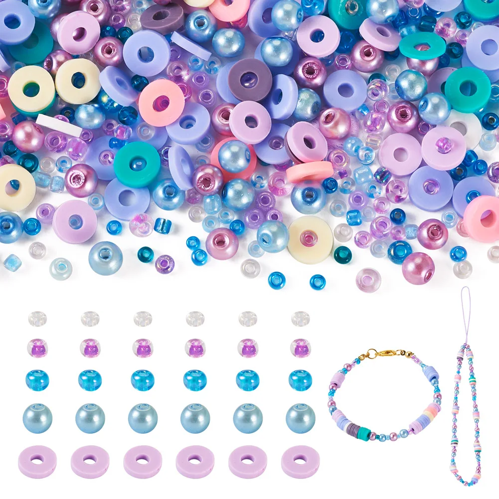 

About 66g Various Beads Polymer Clay Beads Plastic Imitation Pearl Beads Seed Beads for DIY Phone Chain Jewelry Making Supplies