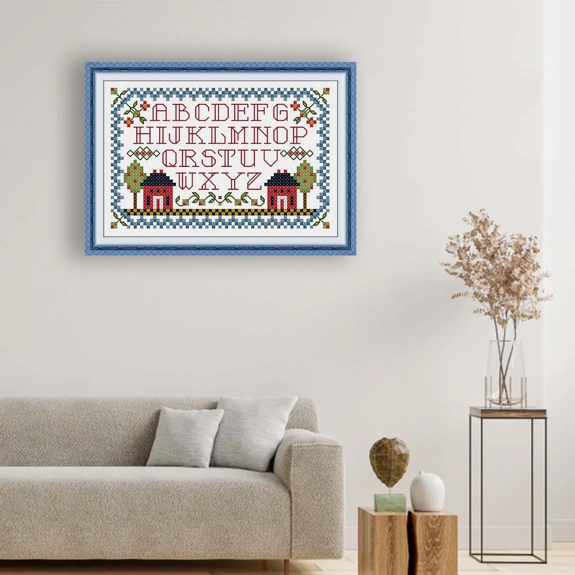 

Soulgift New Pre-Printed Cross Stitch Kit, Stamped 9CT/11CT/14CT/16CT Aida Fabric with DMC Threads, Embroidery kit - Script