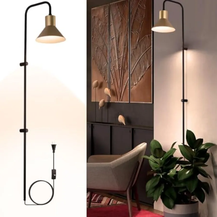 

Plug in Wall Sconce with Switch Indoor Horn Cover Wall Mounted Lamp with E26 Base Long Wall Light for Bedroom Living Room Study