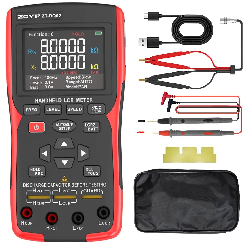 

Handheld ZOYI ZT-DQ02 Digital Bridge LCR Meter Battery Internal Resistance Tester Capacitance Inductance Functions Electric