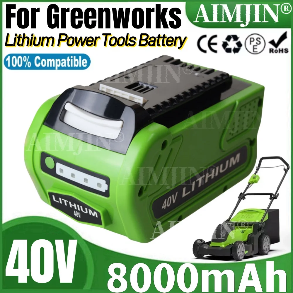 

100% New For GreenWorks 40V 8.0Ah Replacement Battery 29462 29472 40V Tools Lithium ion Rechargeable Battery 22272 20292 22332