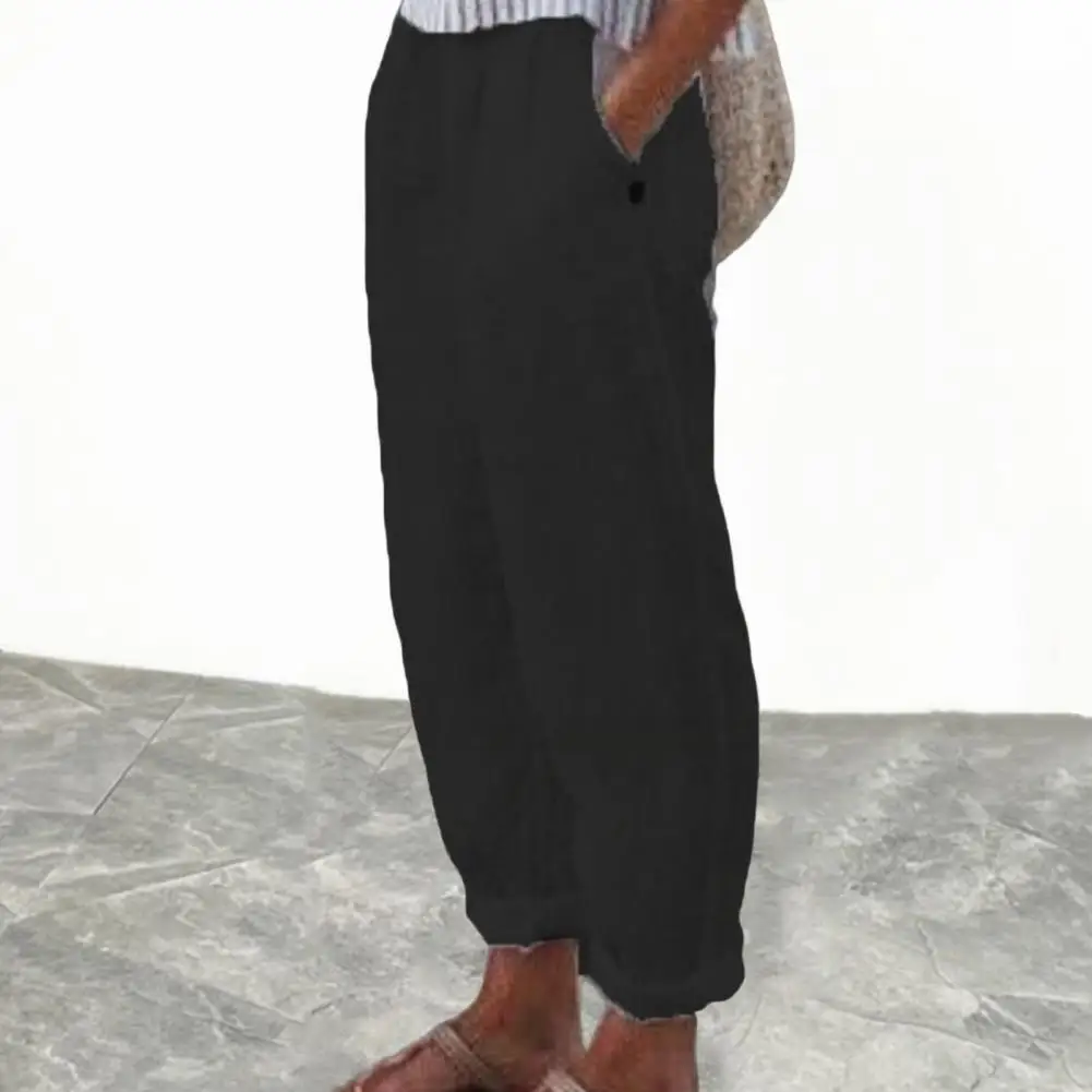 Pantaloni Vintage da Donna a Vita Alta con Elastico e Tasche Oblique, Gamba Larga Dritta, Vestibilità Ampia, Stile Retrò - Abbigliamento Femminile 80%