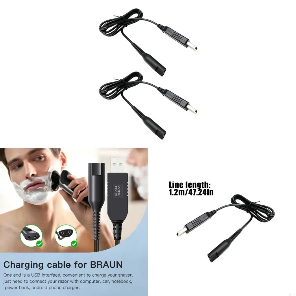E1PF Pack of 2 USB Charging Cords Flexible Charging Cables for Electric Shavers