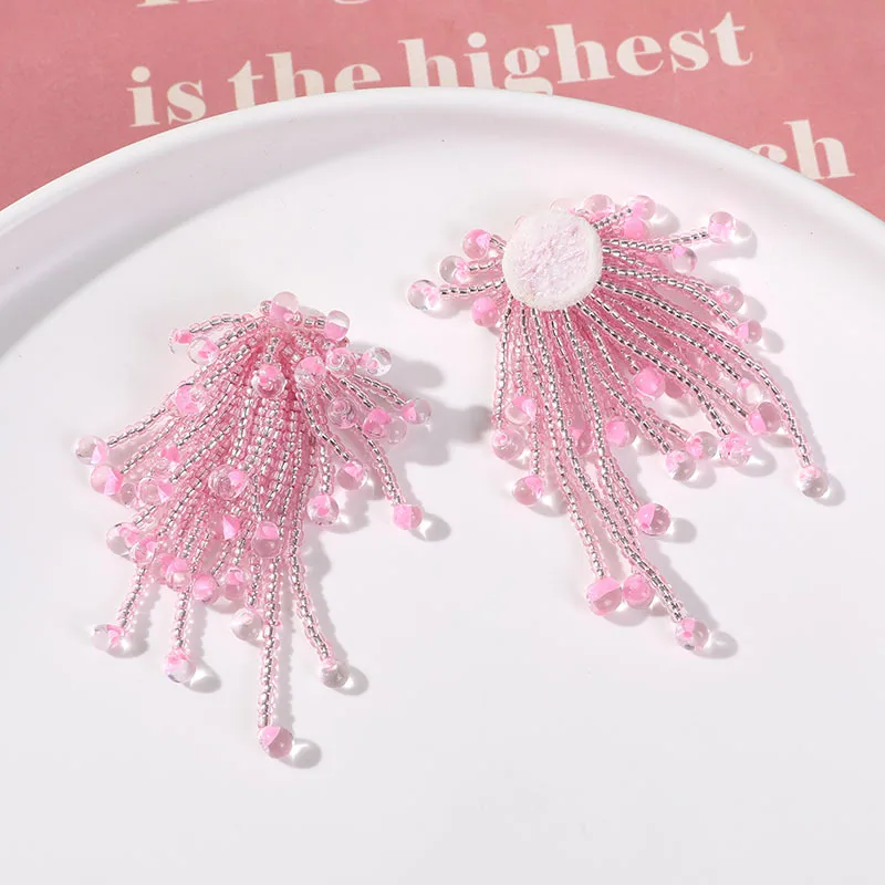 2pcs ins girly heart glass ball tassel flower DIY hand woven beaded hairpin hair ornament earrings material wholesale