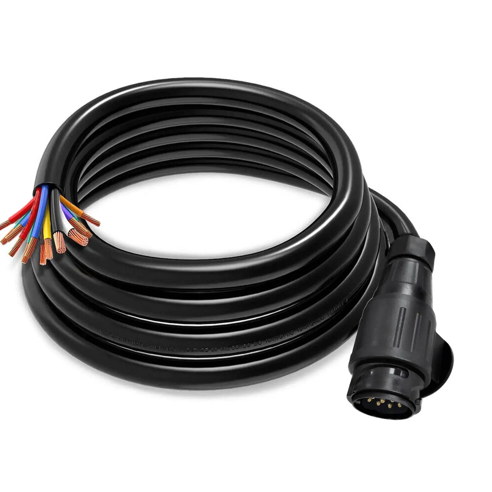 13-pins stekker, voorbedraad voor aanhangwagens, caravans, 3 meter kabelverlengconnector