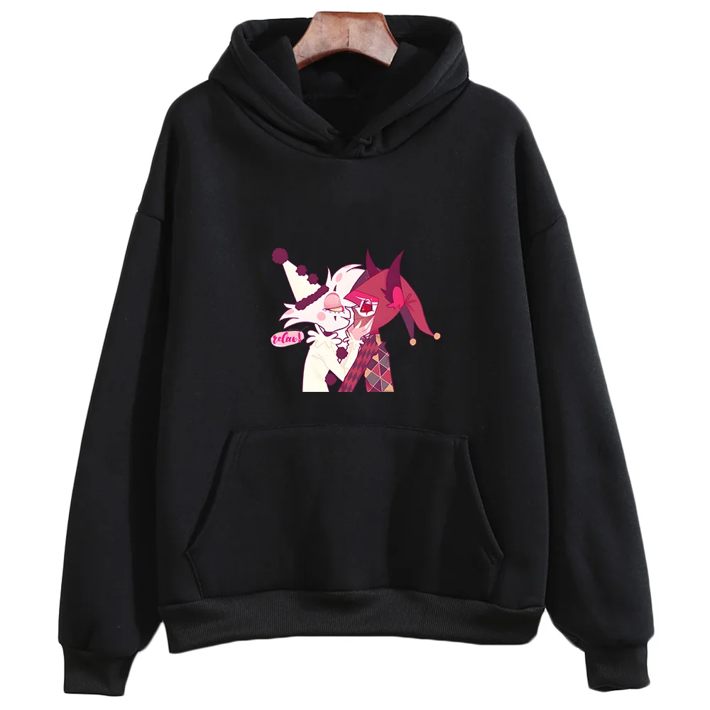 

Cute Japanese Anime Hoodie Angel Dust Cartoon Print Hooded Sweatshirt with Pocket Harajuku Kawaii Clothing Moletom Fleece Hoody