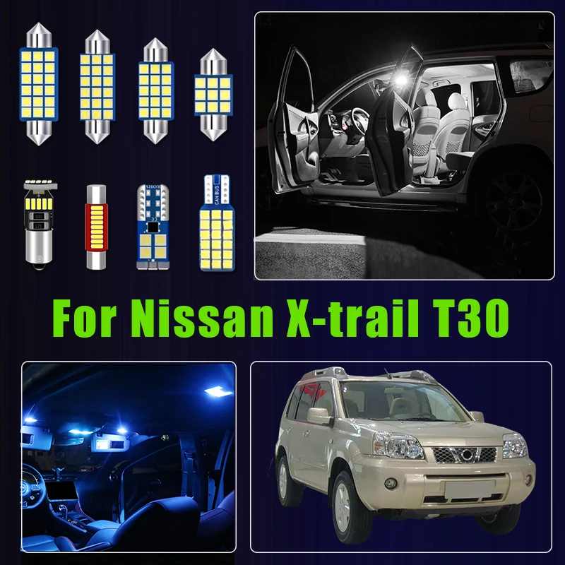 Für Nissan X-trail Xtrail T30 2001 - 2007 10 Stück Auto-LED-Lampen Innenraumleselampe Tür Kennzeichenbeleuchtung Kofferraumbeleuchtung Zubehör