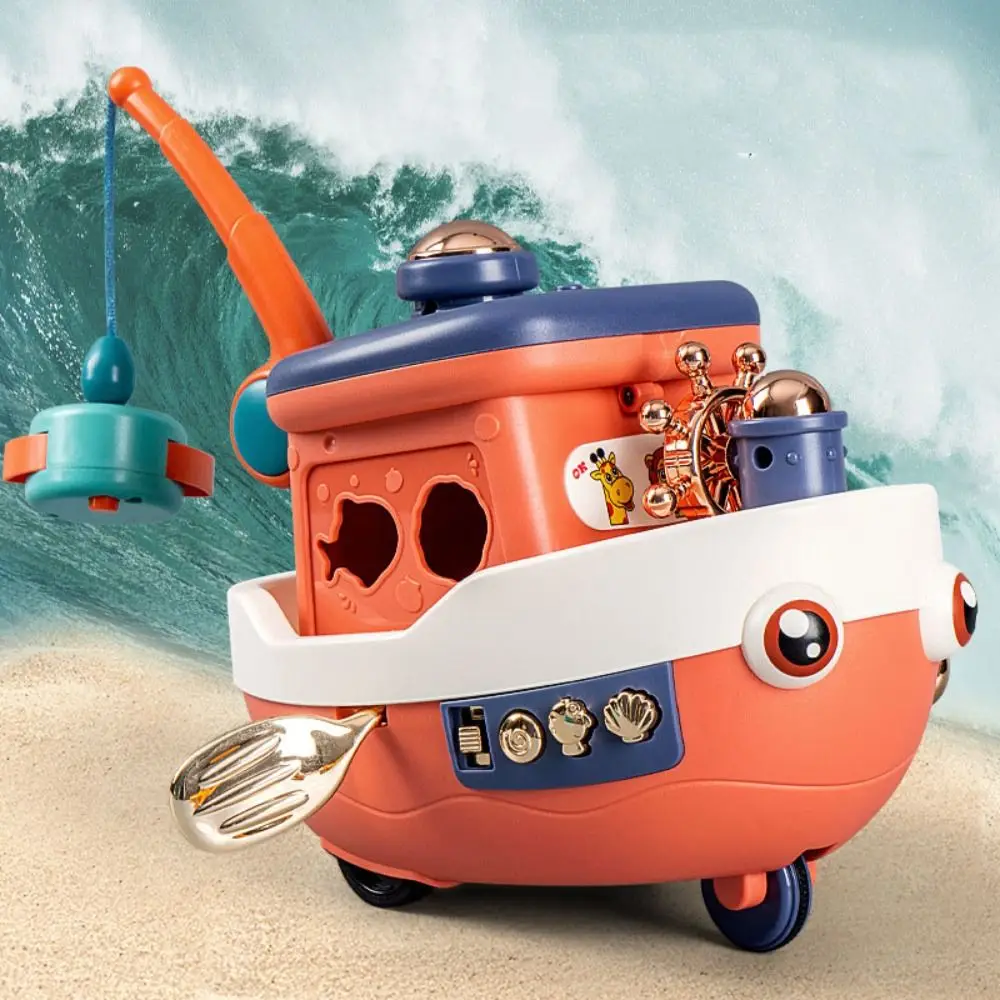 

Electric Cruise Boat Toy Go Fish Storage Musical Sound Kids Toy Puzzle Cartoon Lights Sounds Ship Toy Desktop Ornament