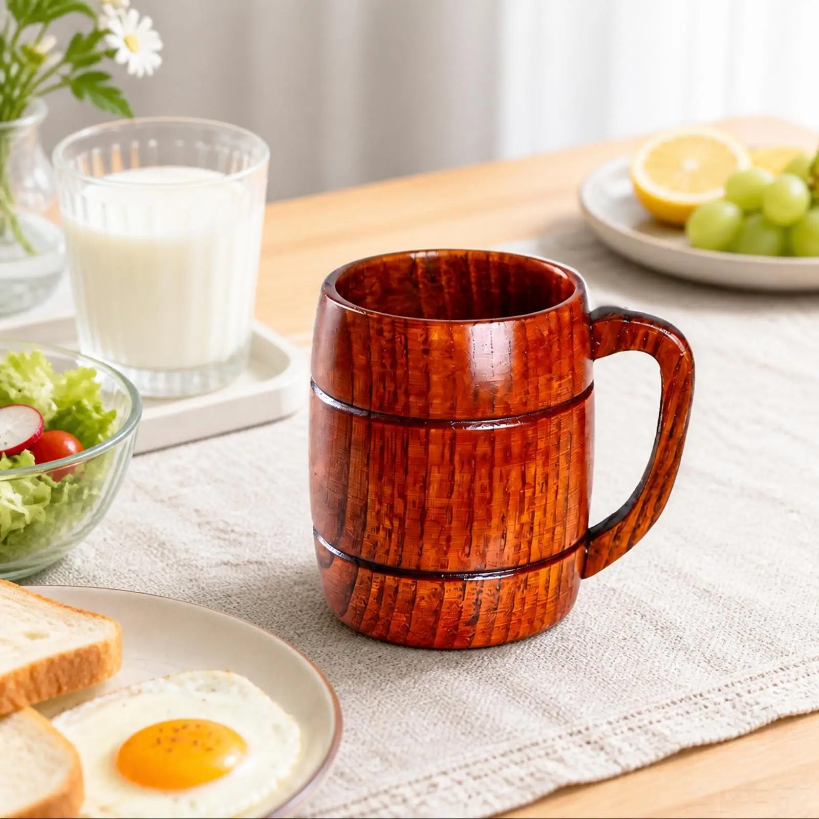 Sour Jujube Wood Beer Mug Lacquered Drinkware Long-Lasting for Casual Gatherings