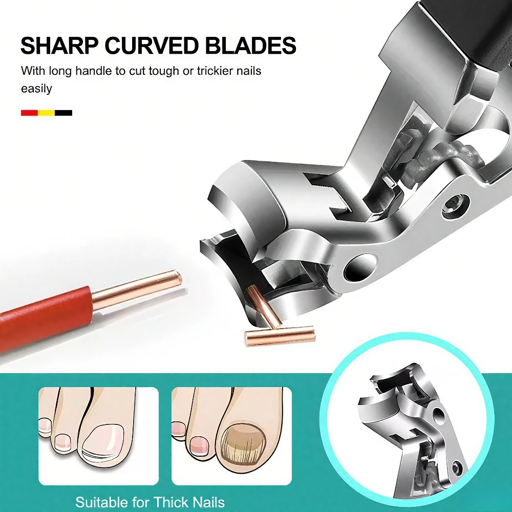 Profesjonalne obcinaczki do paznokci z długą rączką, przecinak do paznokci, szczypce tnące pod kątem, nożyczki do paznokci, nożyczki do paznokci u stóp, narzędzie.