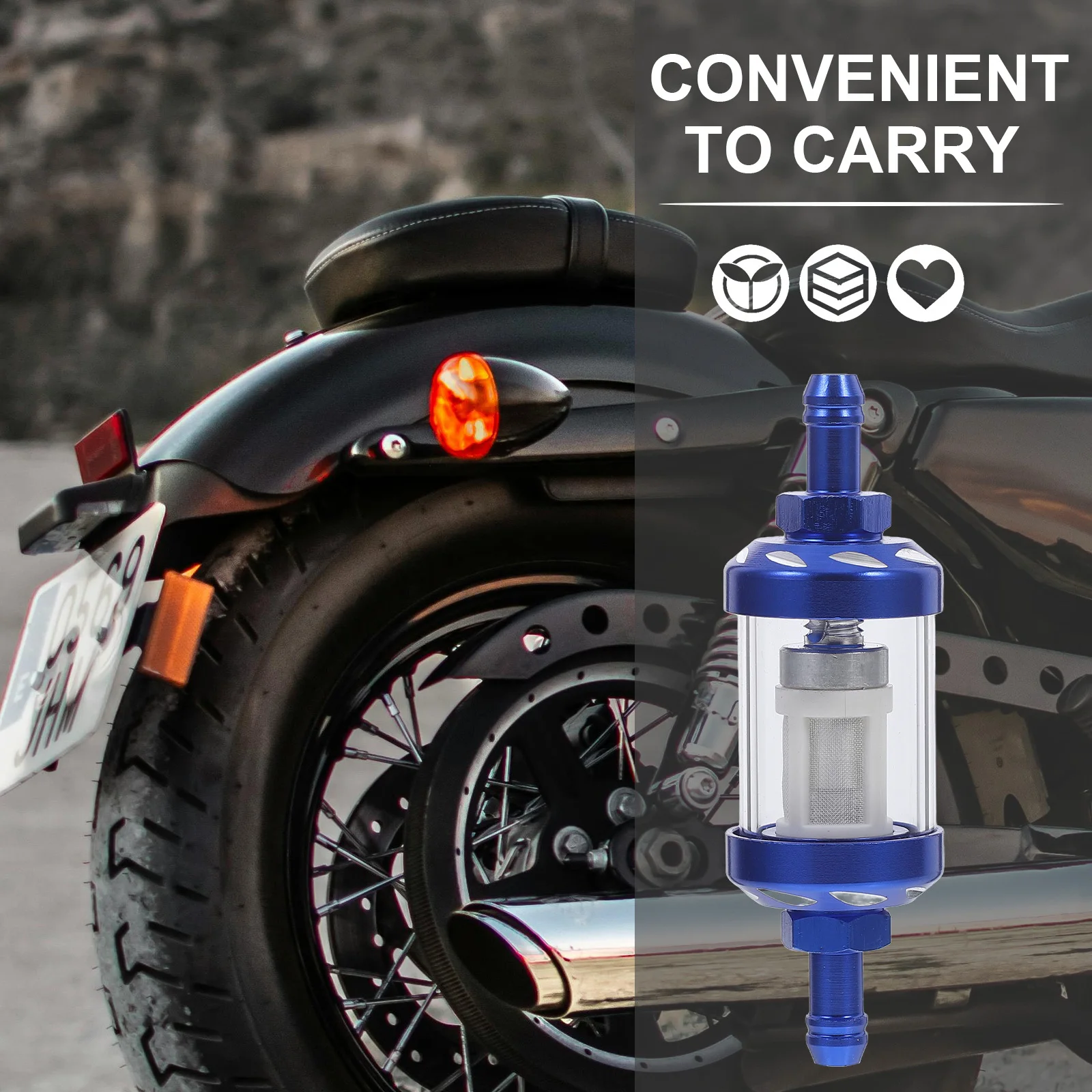 

Motorcycle Oil Filter Inline Filter Sturdy Aluminum Alloy Glass Material Detachable Design for Easy Replacement