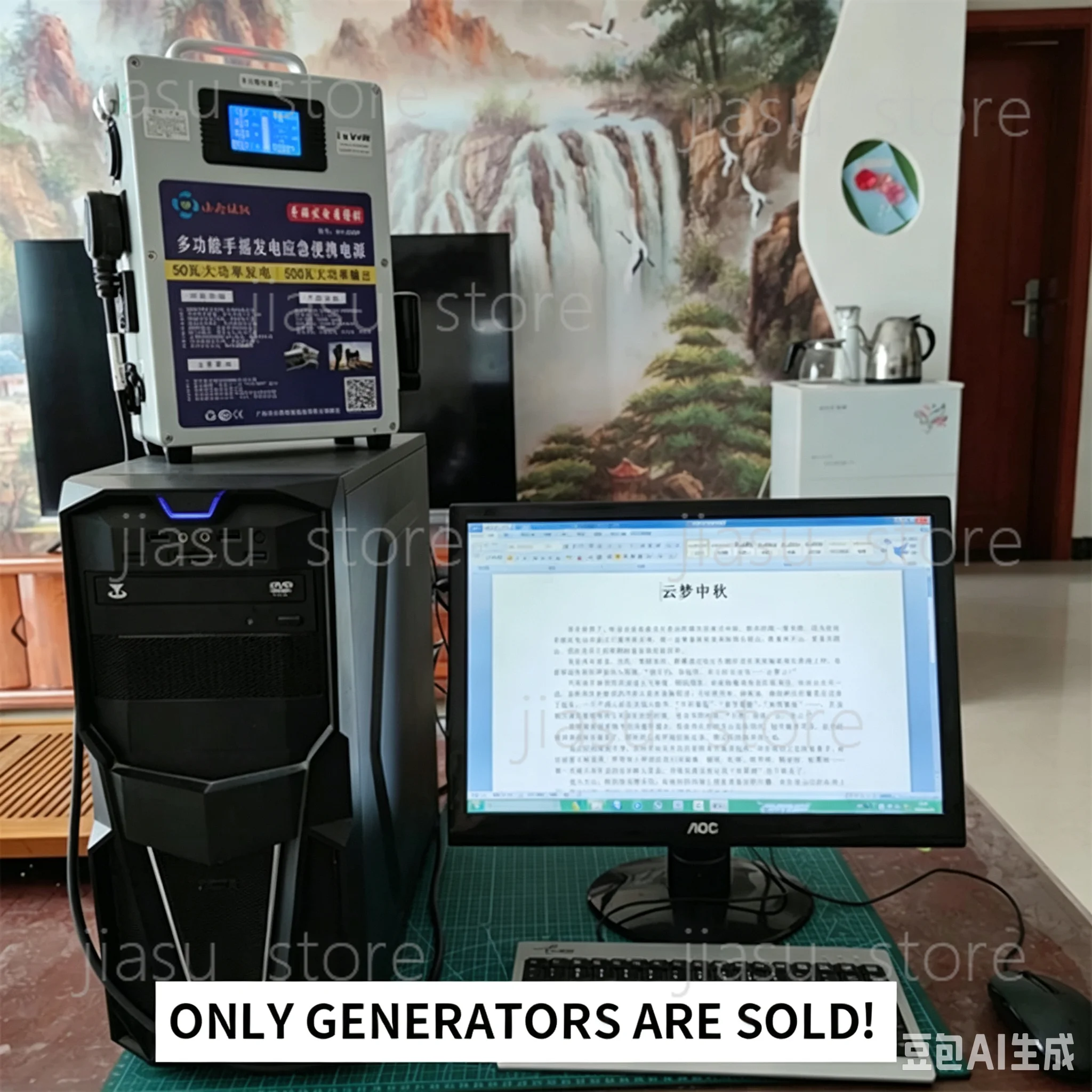 Hand Crank Generator Mobile Phone Mobile Power Supply High-power 220V Outdoor Generator Large-capacity Household 12V view 3