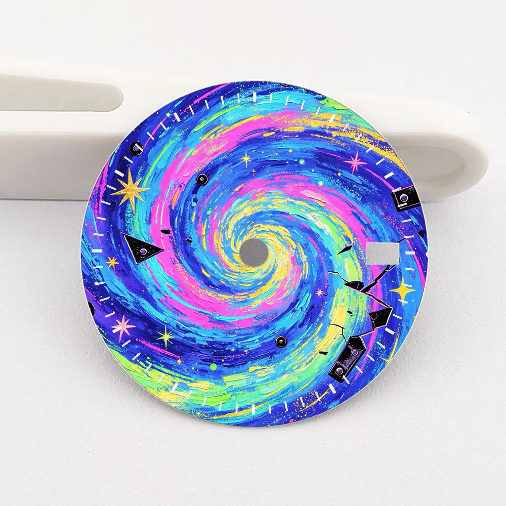 Oil Painting Art Element 28.5mm NH35 Watch Dial Color-Printed Series Watch Dial Suitable for NH35/36 Movement Accessory