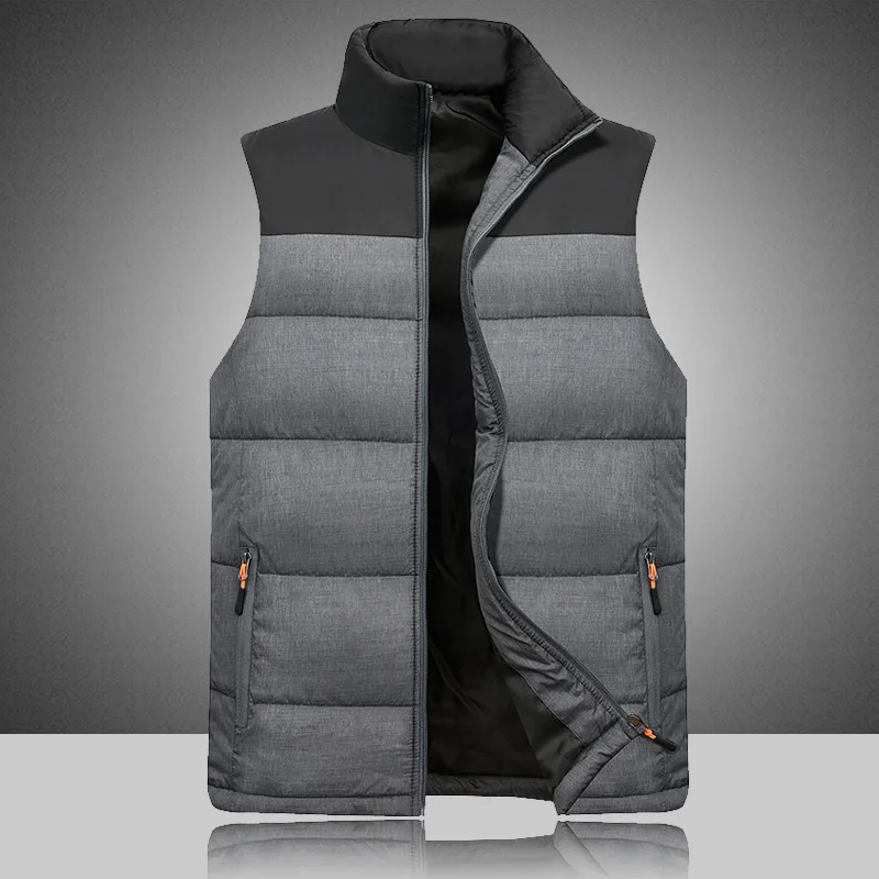 2024 Men Cotton Vest Sleeveless Jacket Business Casual Male Cotton-Padded Vest Autumn Coats Men Stand Collar Warm Waistcoats