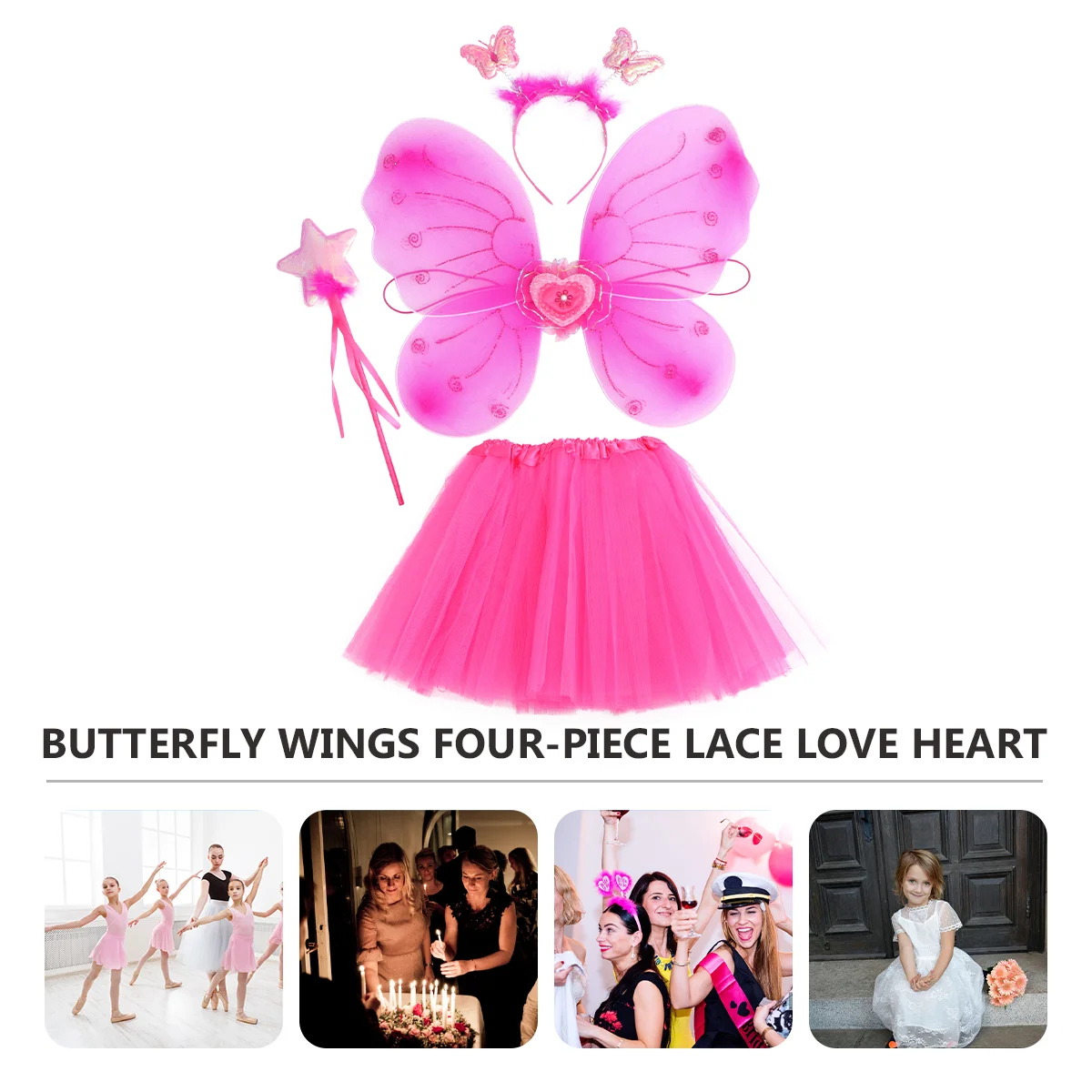 Halloween Costumes for Girls Butterfly Wings Four Piece Set Performance Dress Children's Kit Fairy