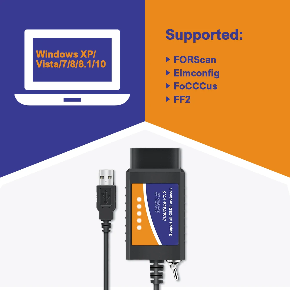 ELM327 USB V1.5 لفورد فورسكان Obd2 أداة تشخيص السيارة مع HS-CAN MS-CAN التبديل CH340 PIC18F25K80 قارئ رمز البرمجة