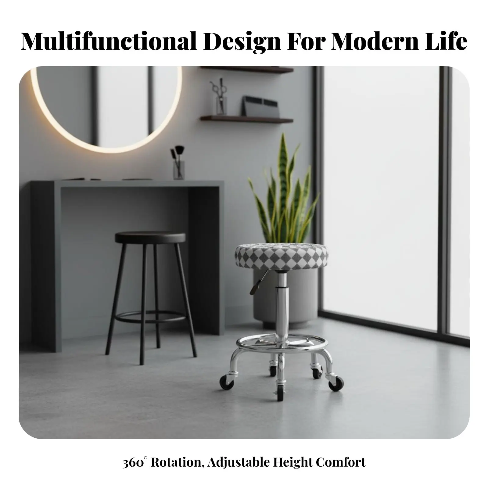 

Регулируемый табурет на колесиках с мягким сиденьем, эргономичный дизайн, съемная спинка, для салона красоты