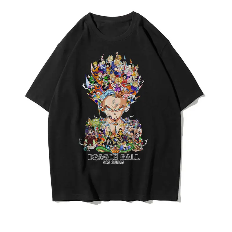 ドラゴンボール綿半袖アニメーション Tシャツカジュアル多用途ルーズ二次元トップ男性と女性のファッション衣類