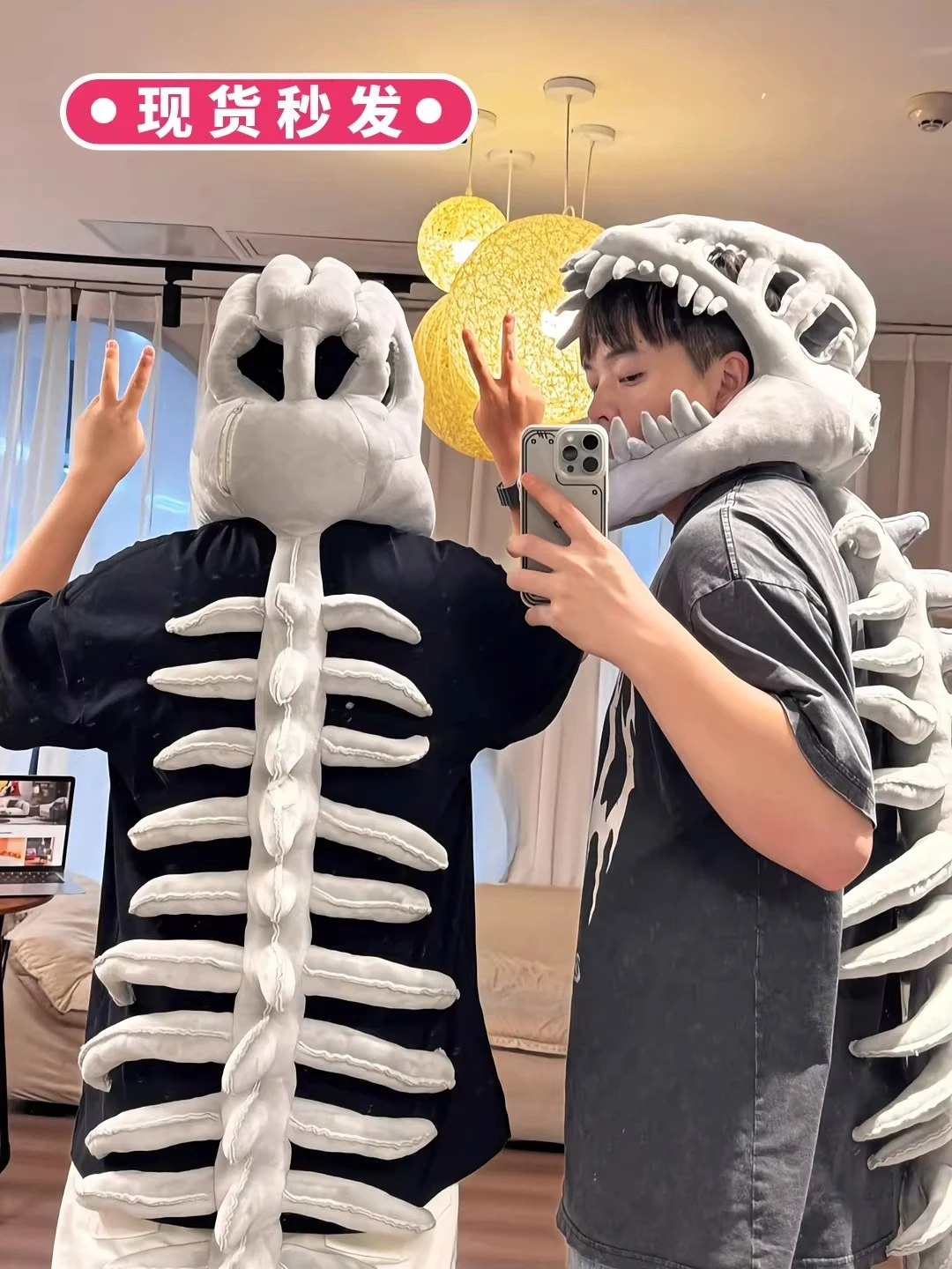 Dinosaur skeleton hood Tyrannosaurus rex exoskeleton doll hat