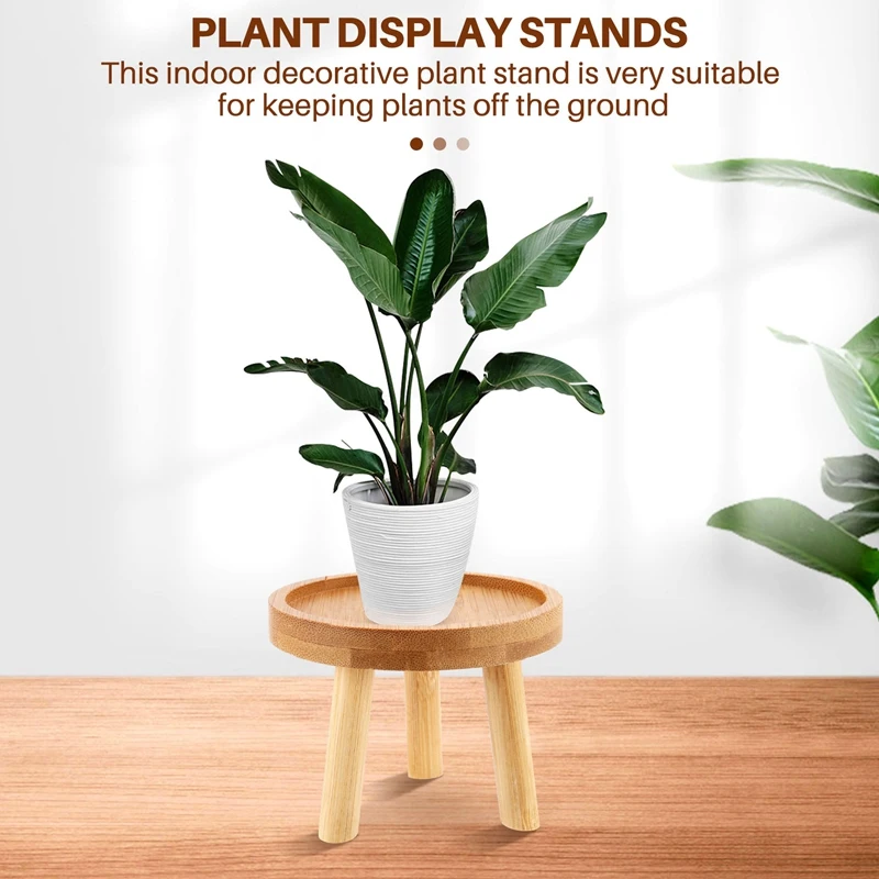 Wooden Plant Stand Flower Pot Base Holder Stool High Stool Balcony Succulent Round Flower Shelf For Indoor Outdoor