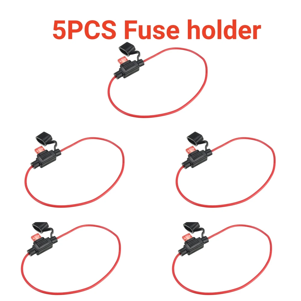 5PCS Waterproof Power Socket Mini Blade Type In Line Fuse Holders with 10A Fuse Car Replacement Fuses holder