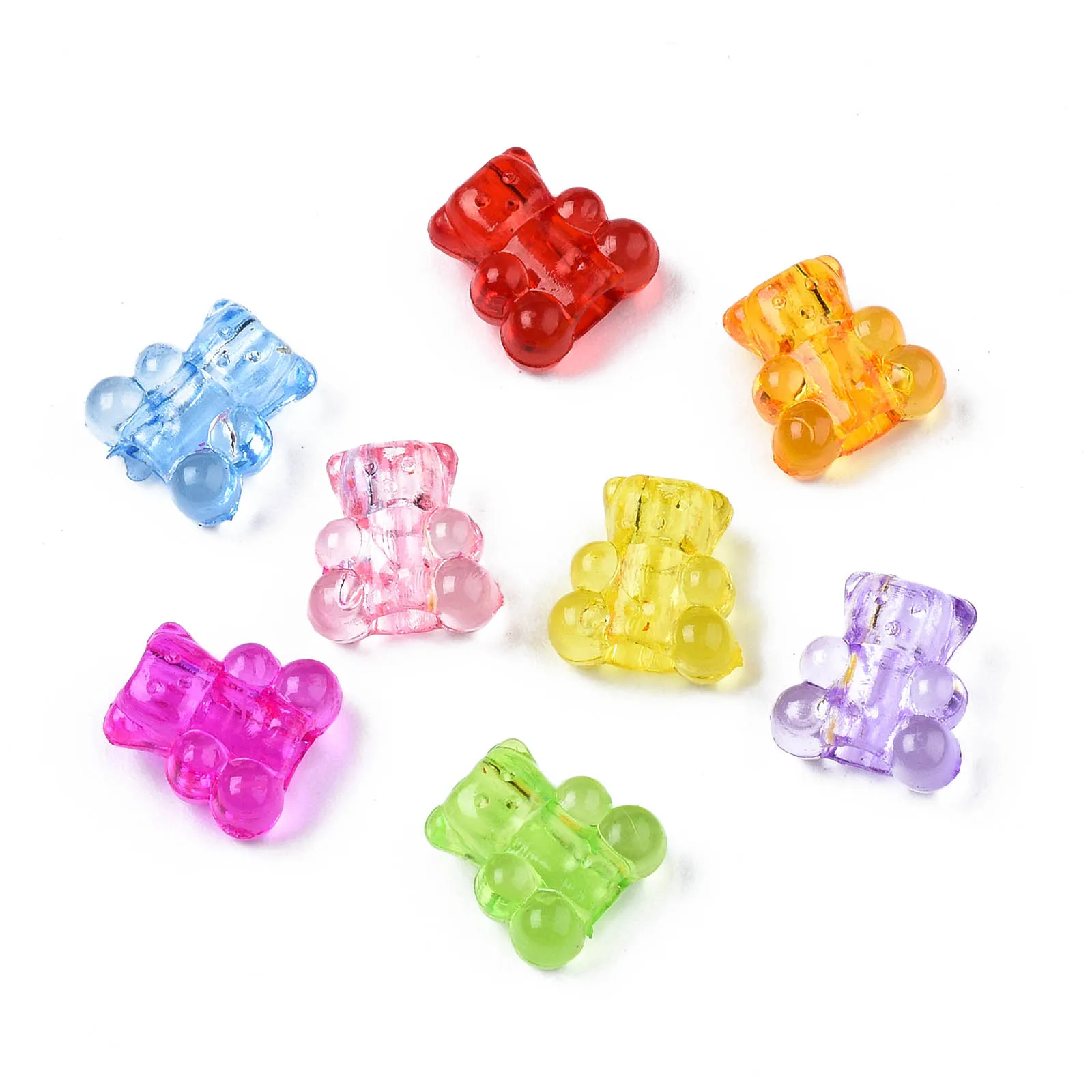 Colorful Cute Acrylic Bear Beads Vertical Hole Animal Spacer Beads for Jewelry Making Necklace Bracelet Earrings Charm DIY Craft