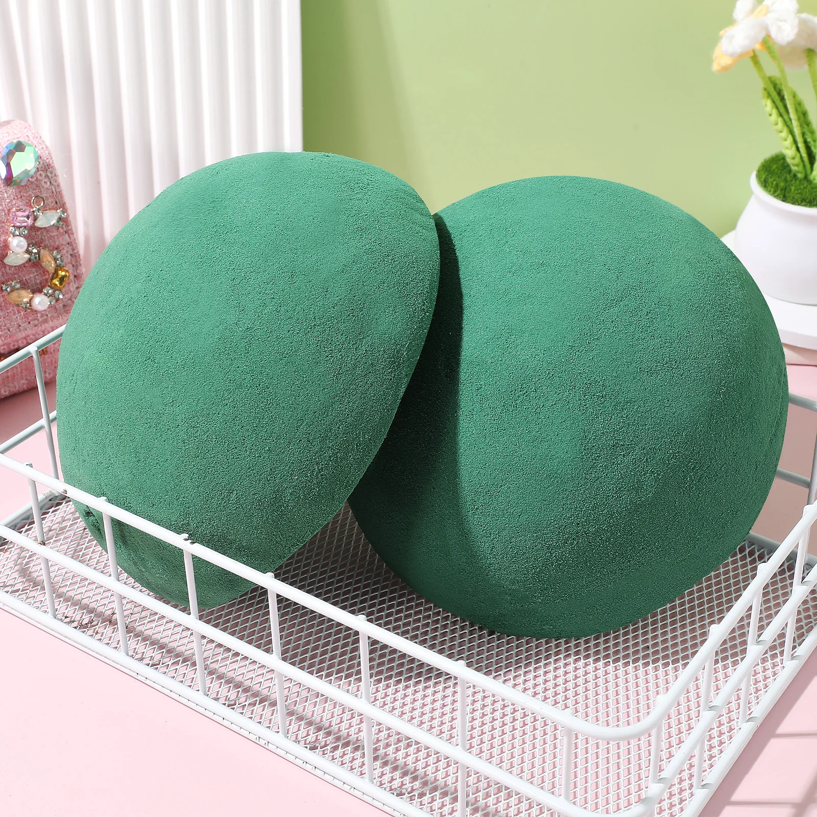 

2Pcs Simulated Flowers Round Floral Foam Dry Sphere Half Ball Sponge Arrangements Water Retention Stability Decor Craft Wedding
