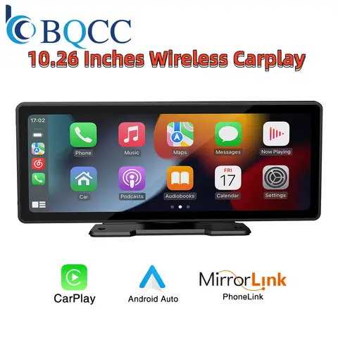 BQCC Universal 10.26 스크린 자동차 라디오 멀티미디어 WIFI 비디오 플레이어 Apple 또는 Android 용 무선 Carplay 화면