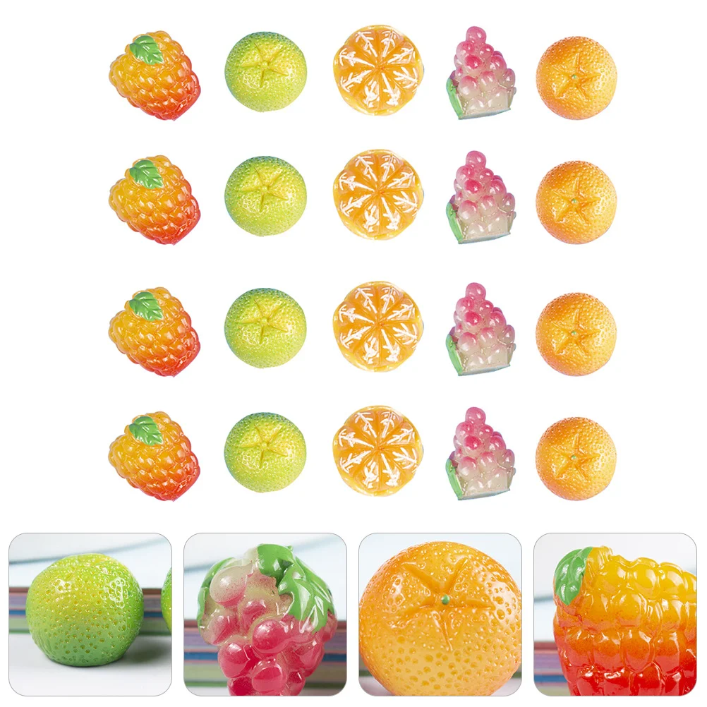 

50 Pcs False Fruit Resin Decor Fruits Mini Fake Decoration Handcraft Ornament DIY Accessories
