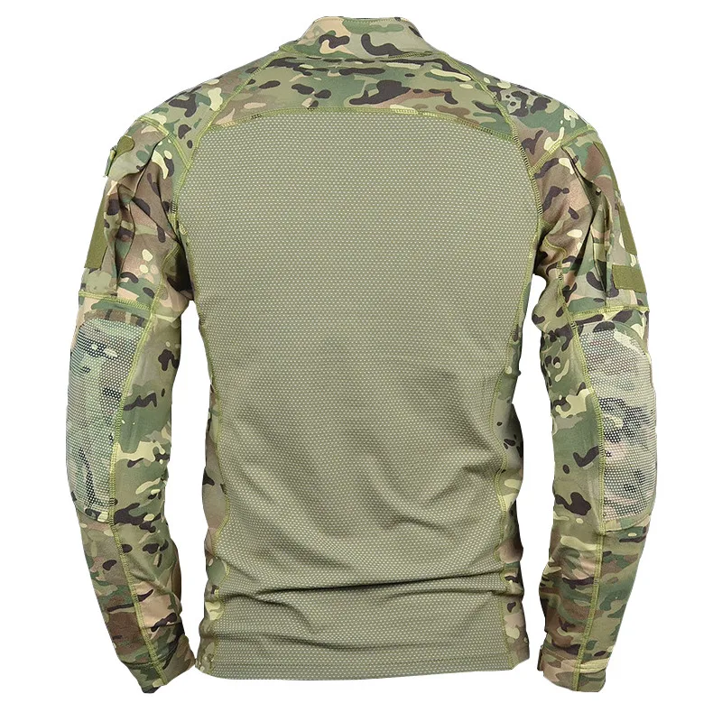 Imagem -03 - Camisa de Combate Multicam Masculina Camiseta de Espessamento do Cotovelo Camuflagem Militar do Verde do Exército Airsoft Paintball Caça Vestuário Tático