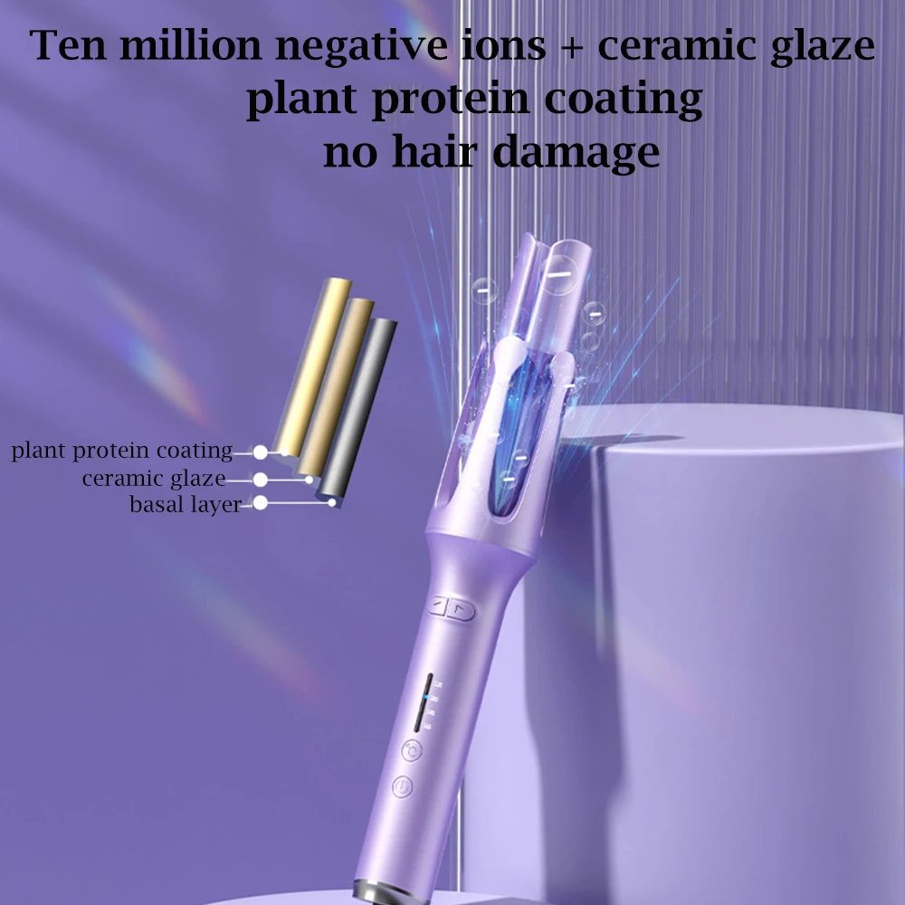 32MM Auto Rotating Negative Ion Hair Curler 4 Gear Temperature Adjustment Big Wave Curling Iron Styling Tool EU/US/UK Plug