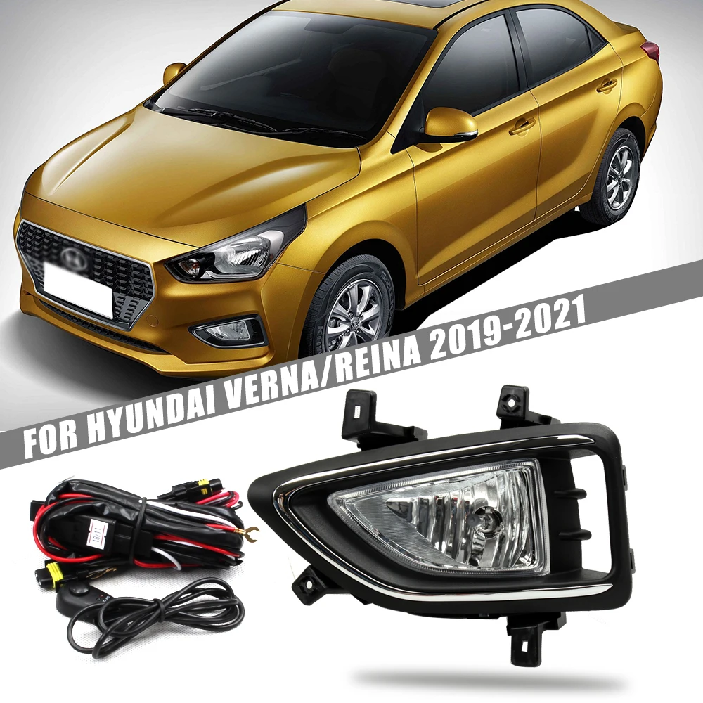 Front Bumper Fog Lamp Upgrade FOR Hyundai verna reina 2019 2020 2021 Version Additional Foglight Set Switch + Wiring