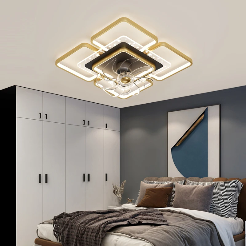 Modern ceiling lamps bedroom folding Ceiling fan ceiling fan with led light and control ceiling lamp for living room lighting