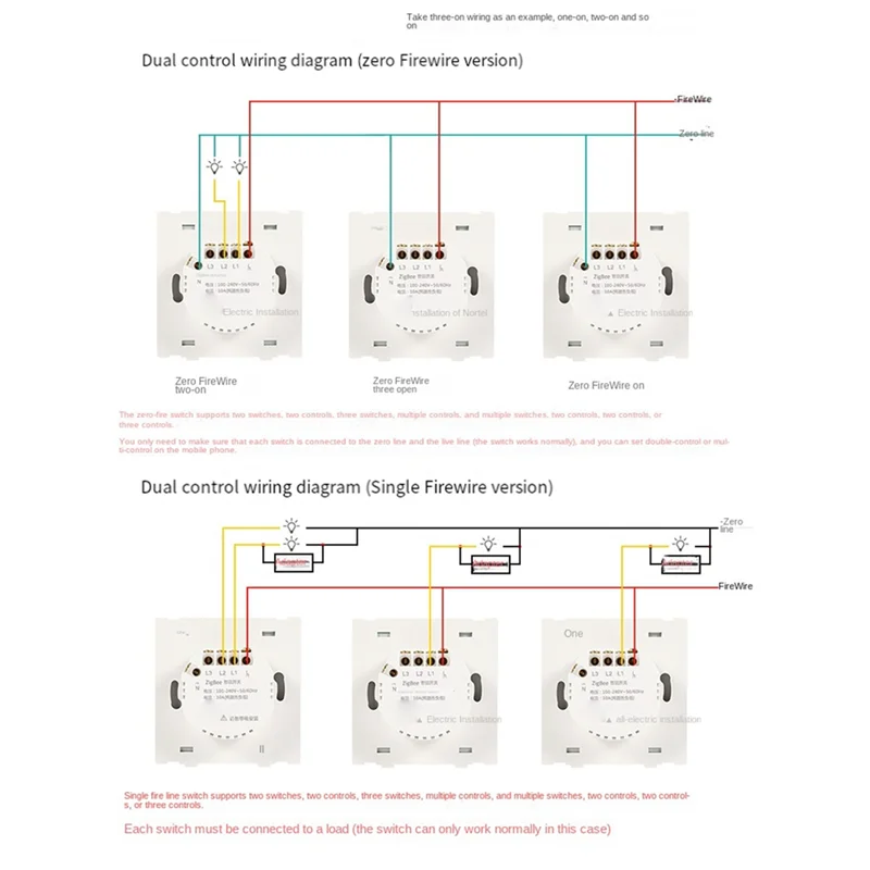 

Умный переключатель Thoughthome Tuya Zigbee Single Zero Fire Line, универсальный 2-переключатель, серый