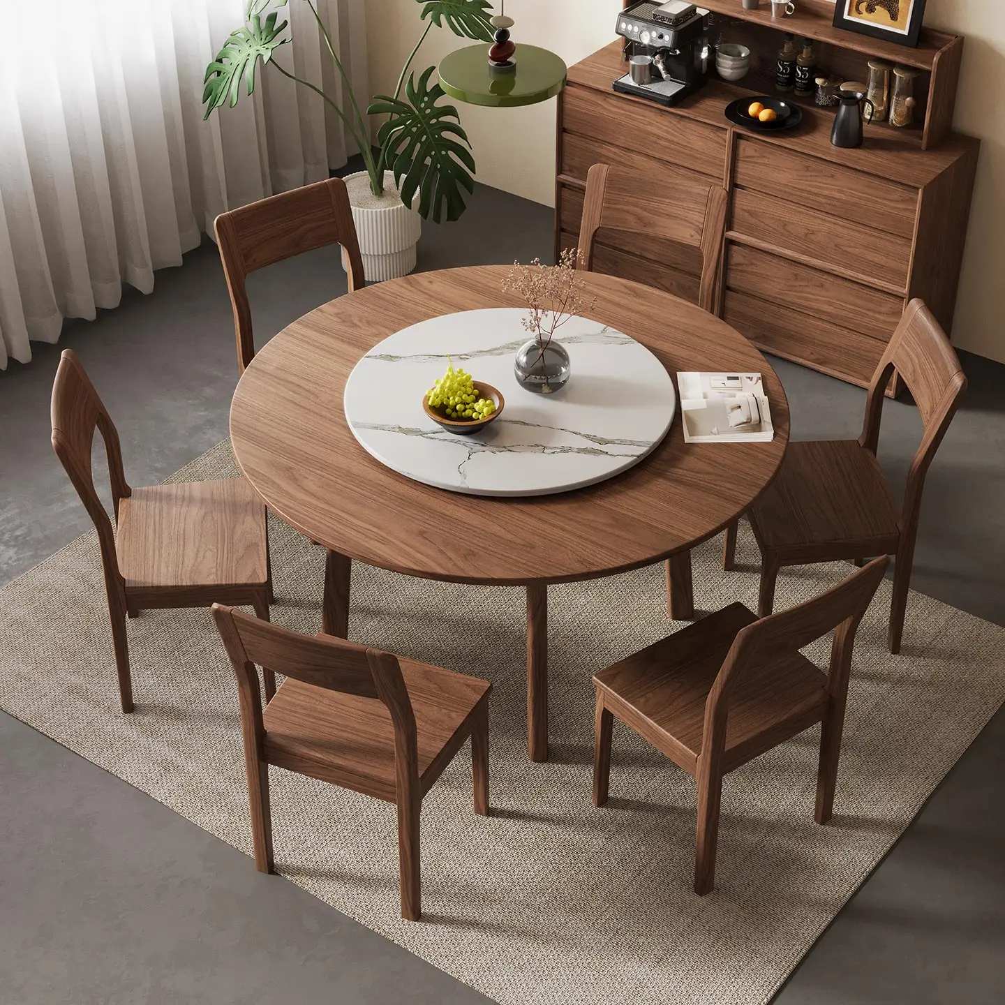 LH household all-solid wood dining table modern simple round table small apartment dining table movable
