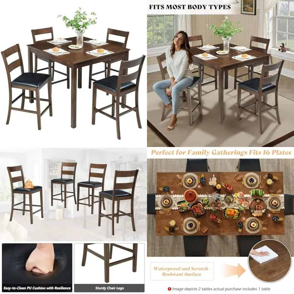 

Современный обеденный набор из 5 предметов из цельного дерева середины века с 4 стульями с изогнутой спинкой и подушками из полиуретана