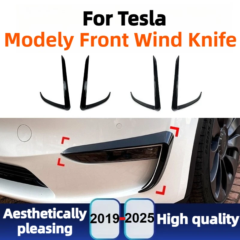 

For Tesla Model Y 2019-2025 Front Bumper Canards Air Vent Cover Splitter Lip Diffuser Exterior Tuning Modification Accessories