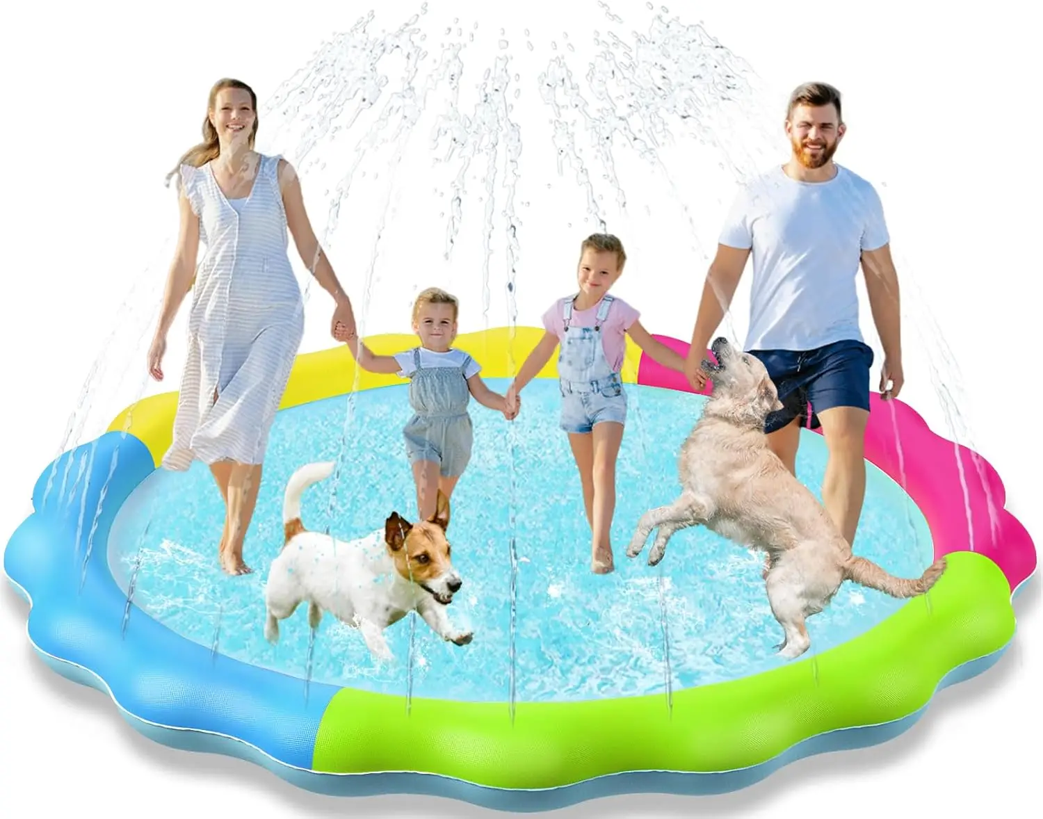 Water Splash Mat PVC Material Large Size For Toddlers Summer Blue