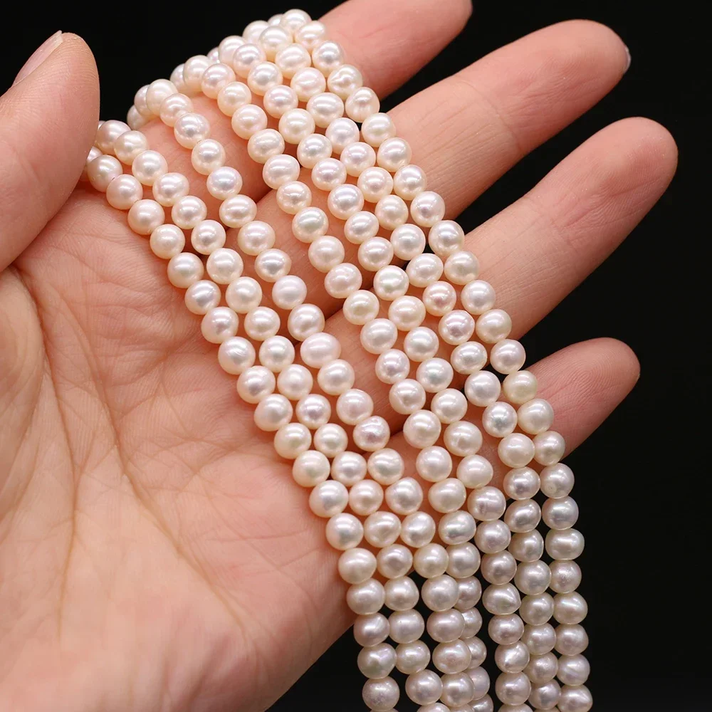 4-5mm  AAA+ Natural Freshwater Pearls White Round Pearl Spacer Beads for Jewelry Making DIY Necklace Bracelet Accessories Gift