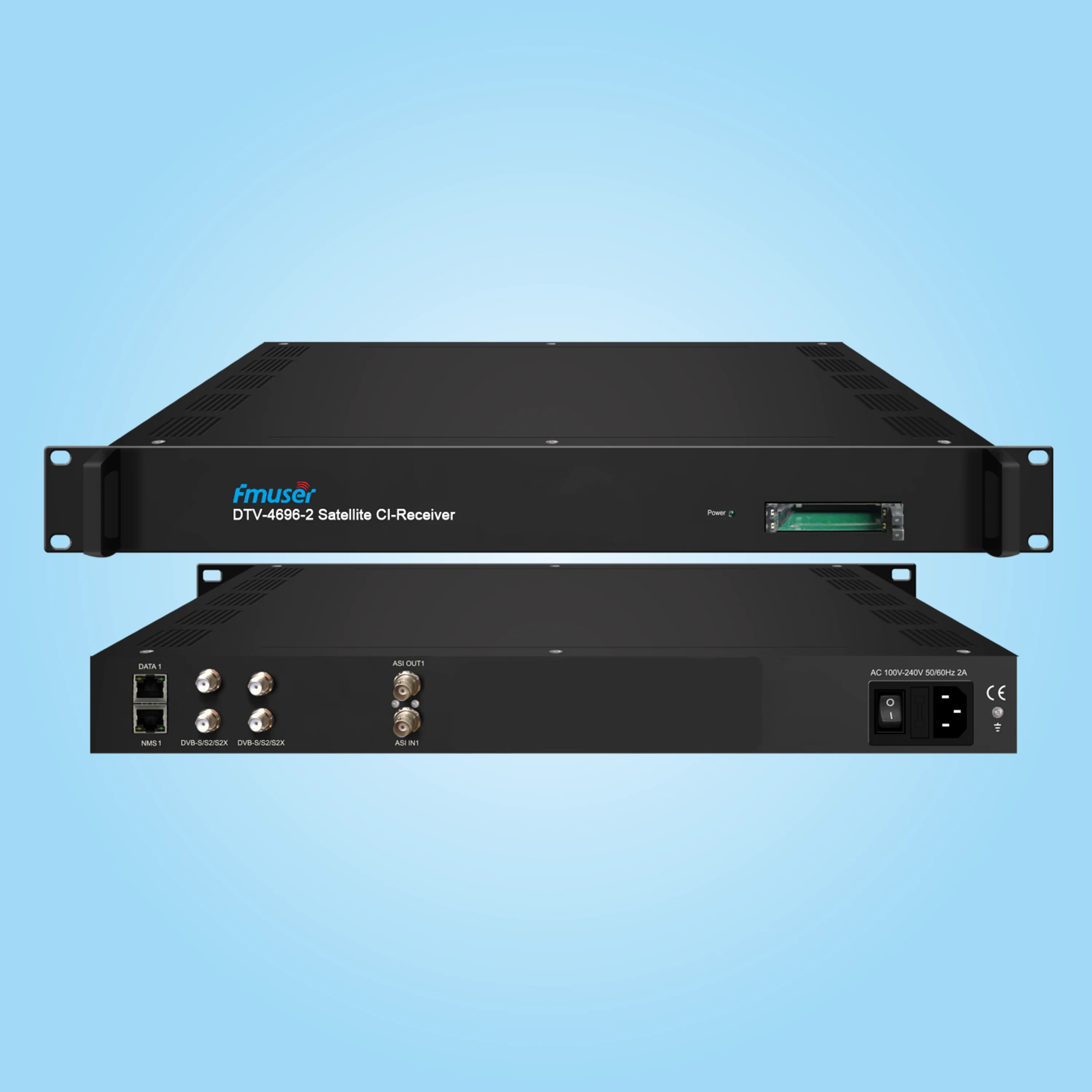 FMUSER DTV-4696-2 2 CI Slotts and 2 DVB-C/T/ISDB-T/DVB-S/S2/S2X/ATSC or 1 ASI and 16 IP(UDP/RTP)  in1 MPTS and 16 SPTS or 1 ASI