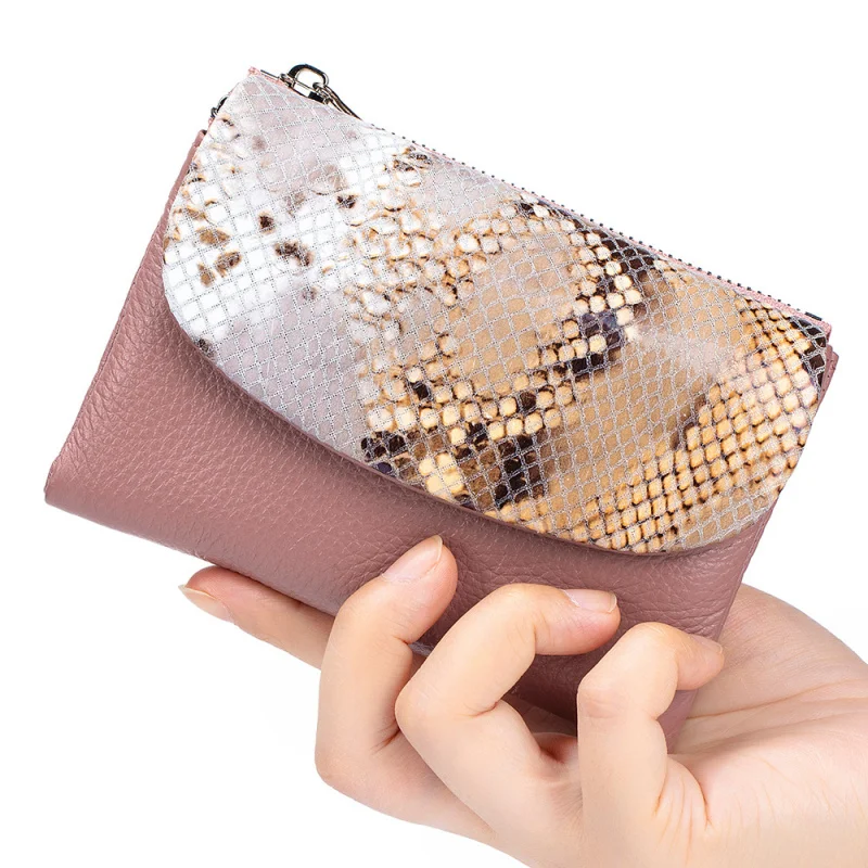 Western Cowhide Leather Multifunctional Snake Pattern Women Wallet Fashion Multi-card Slots Purse for Ladies