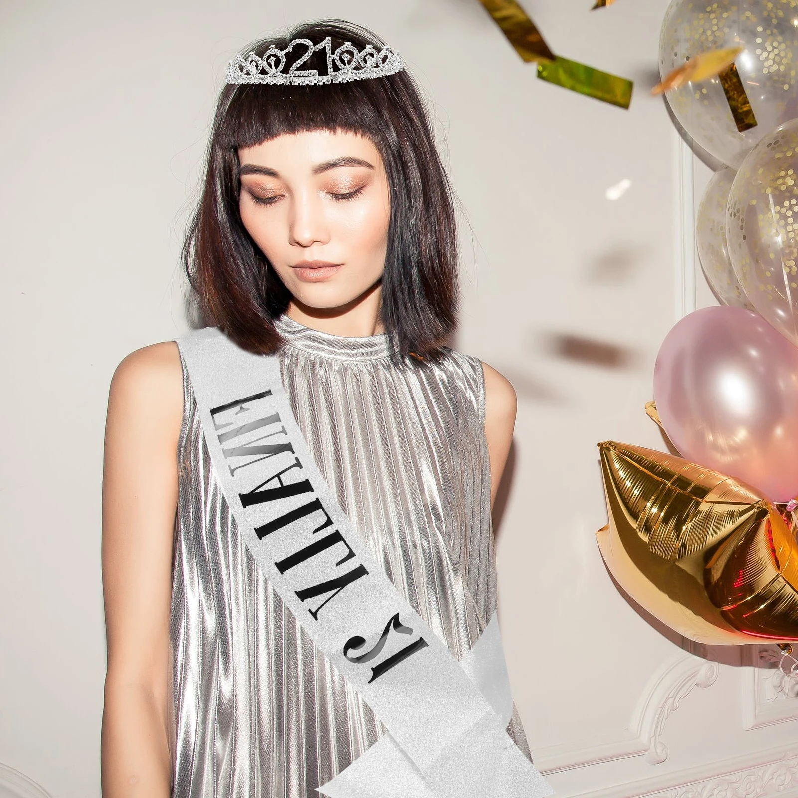 

Birthday Sash Tiara Set Rhinestone Crown Party Accessories For Girls Women Light Durable Gift Hair Accessories Party Supplies