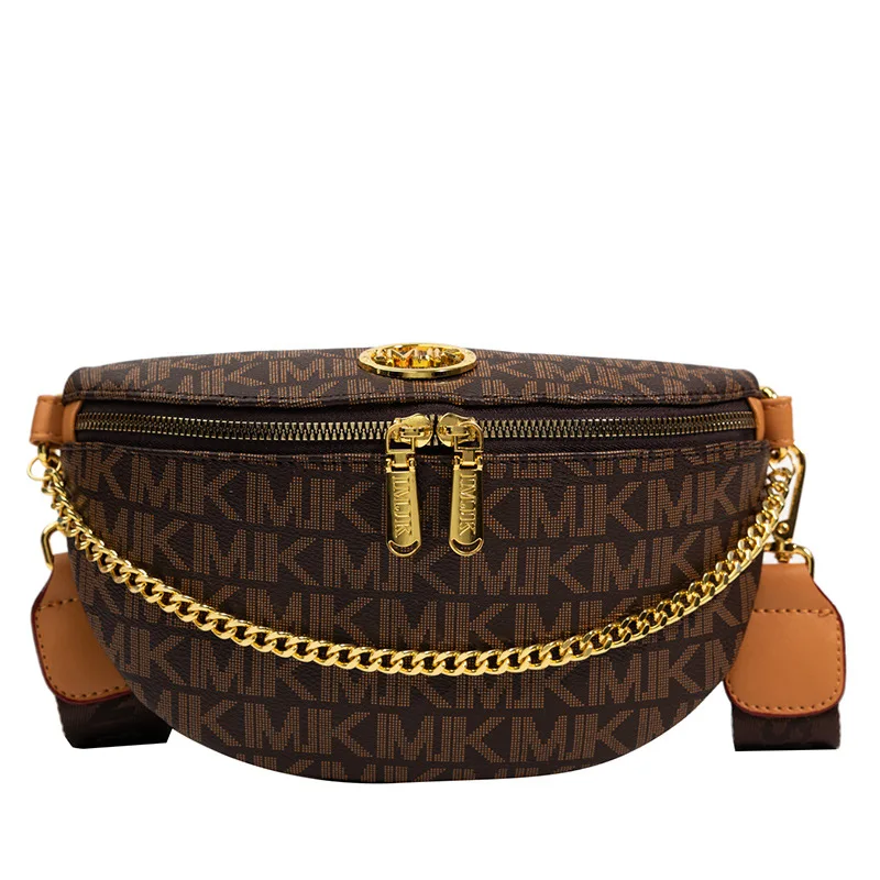 Luxe Mode Dames Borsttas Bedrukt Brief Schoudertas Ketting Heuptassen High-End Breedband Dames Casual Messenger Bags