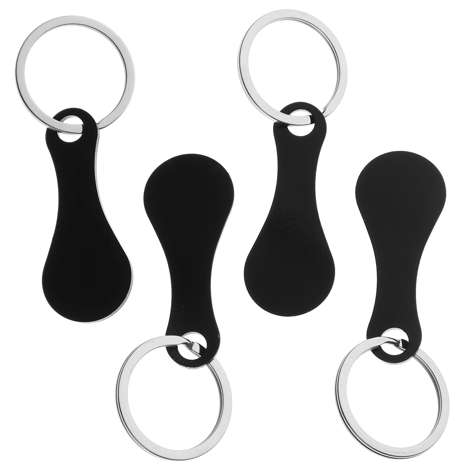 4 Pcs Shopping Cart Key Token Stainless Steel Portable Trolley Remover Rings Unique Shape Out for Car Keys Bag Decor