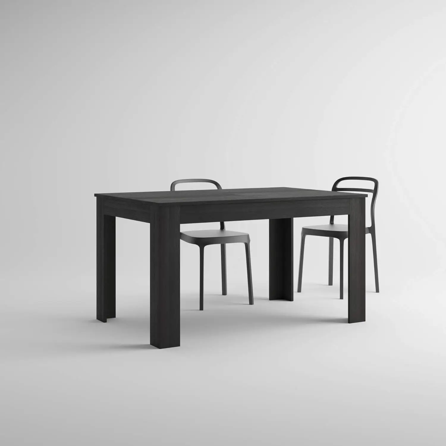 Mobili Fiver, Easy, Extendable Dining Table, 55,1(86,6) x35,4 in, Ashwood Black, for 6-10 People, Expandable Dining Table