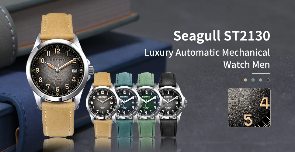 BERNY Automatikuhr für Herren ST2130 Leuchtende mechanische Armbanduhr Saphir Wasserdicht 10ATM Top-Marke Luxusuhr für Herren – Detail 1