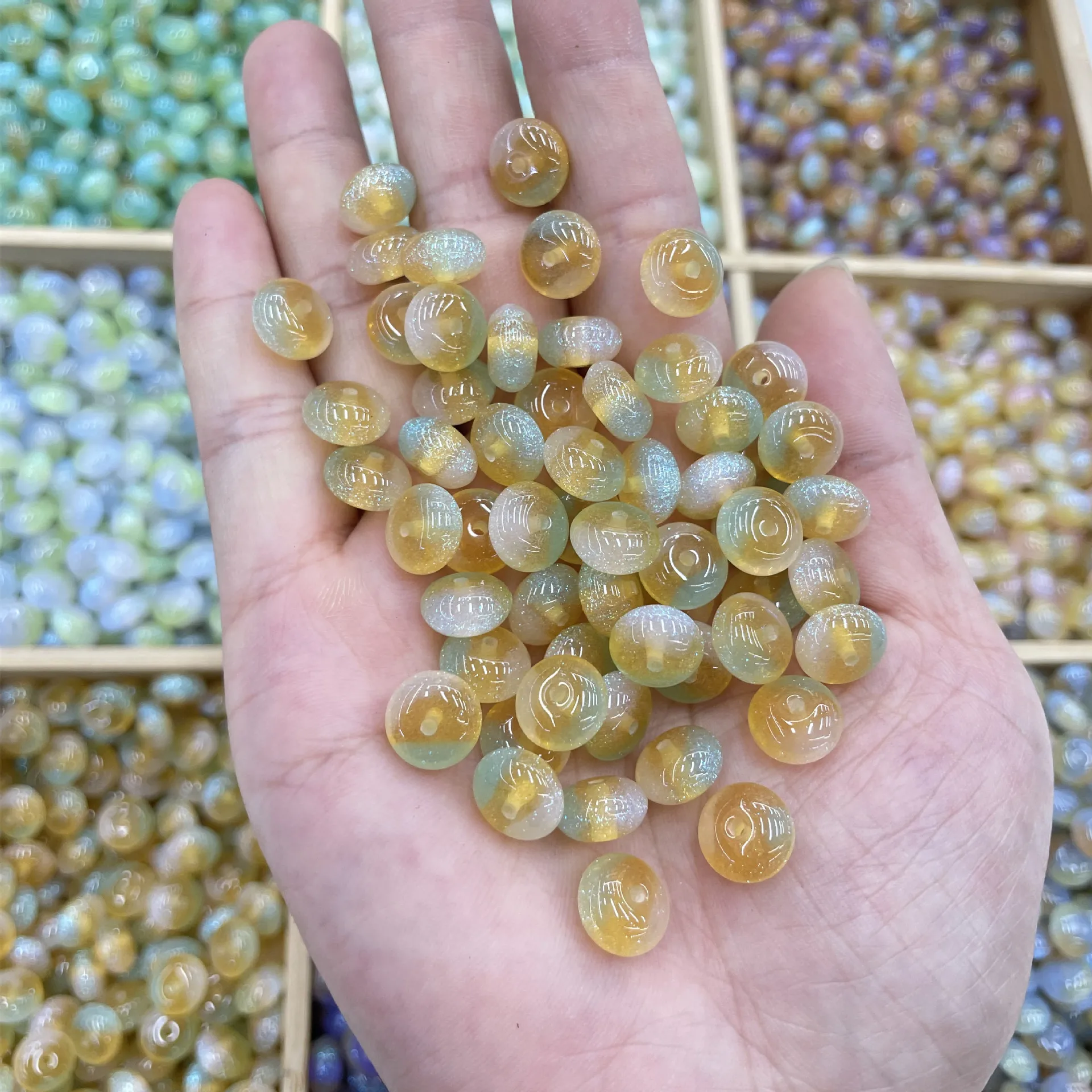 50PCS Resin Elliptical Gradient Cloud Color Beads For Jewelry Making Interval Beads Necklace Bracelet Craft DIY Supplies image 3