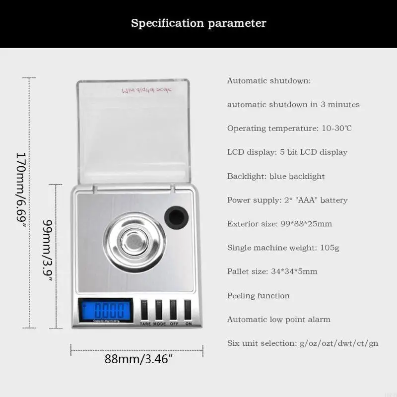 del milligrammo digitale H58B 20 x 0,001 g Gioielli precisione precisione Gram multi -unità ricarica